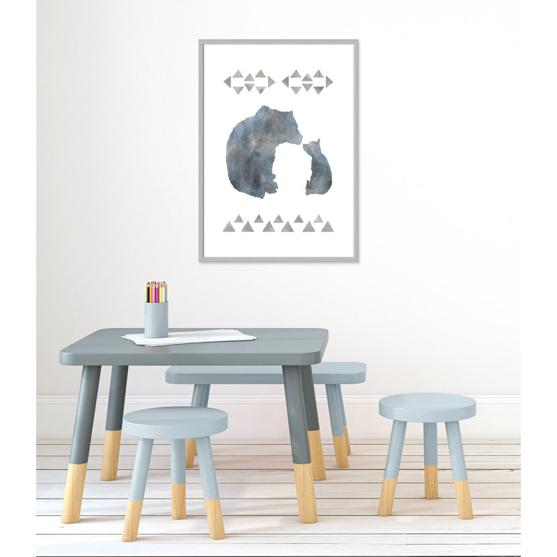 «Little Man Cave Bears», art encadré, H 34,5 po x l 24,5 po x P 1,18 po, Cadre argenté