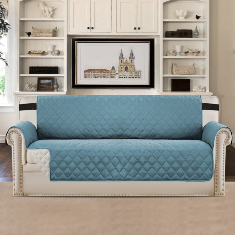 Reversible Box Cushion Sofa Slipcover for Dogs/Cats/Pets Quilted Furniture Protector with Non Slip Elastic Strap Water Resistant Sofa Covers Couch Covers Machine Washable