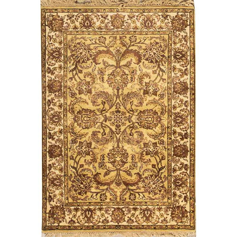 Tapis beige et ivoire de haute qualité noué à la main