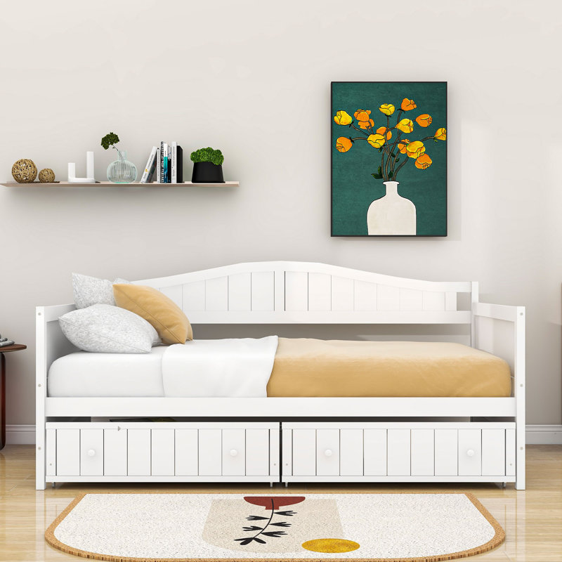 Twin Size Daybed with 2 Drawers, White