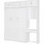 Lit escamotable blanc pleine grandeur avec bureau et rangement supérieur, idéal pour les maisons compactes, armoires suspendues à levage en douceur, petits appartements conçus, support de matelas confortable à double piston