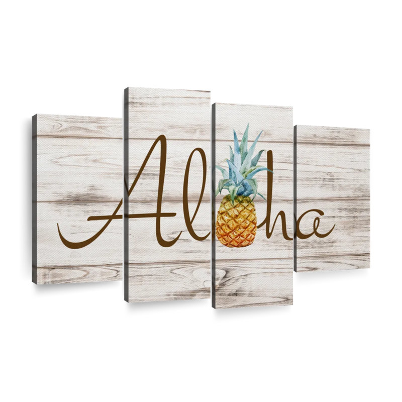 " Aloha Pineapple " by Mulberry Designs 4 - Pieces, 75" H x 48" W x 1.25" D