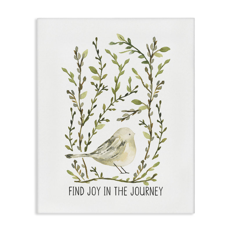 «Find Joy with Bird», art mural sur toile par Blue Chair Blessing, H 20 po x l 16 po
