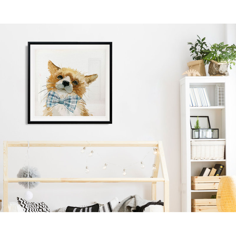 «Cute Critter Fox», art sur toile, H 26,5 po x l 26,5 po x P 1,5 po, Cadre plastique noir