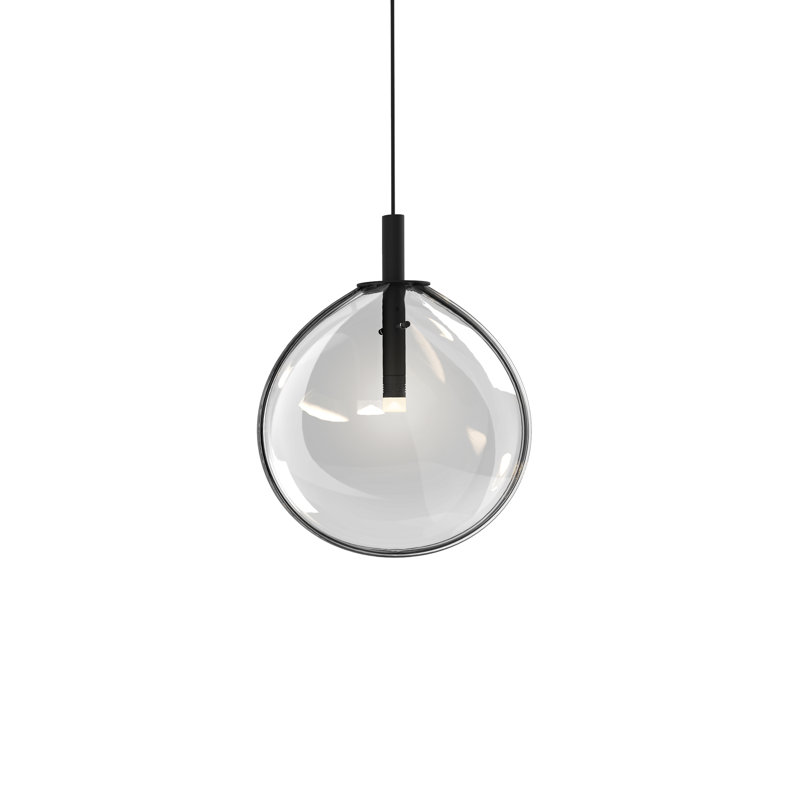 Luminaire suspendu en forme de globe à 1 lumière Cantina, Transparent, H 11,25 po x l 9 po x p 3 po