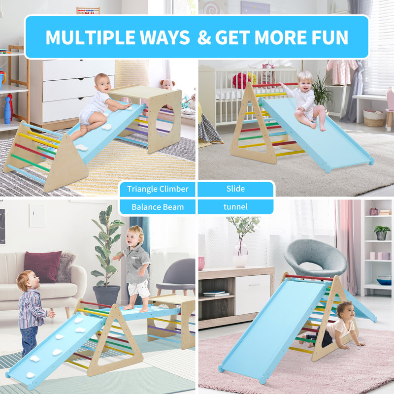 Set of 7 Toddler Triangle Climbing Toys Play Gym