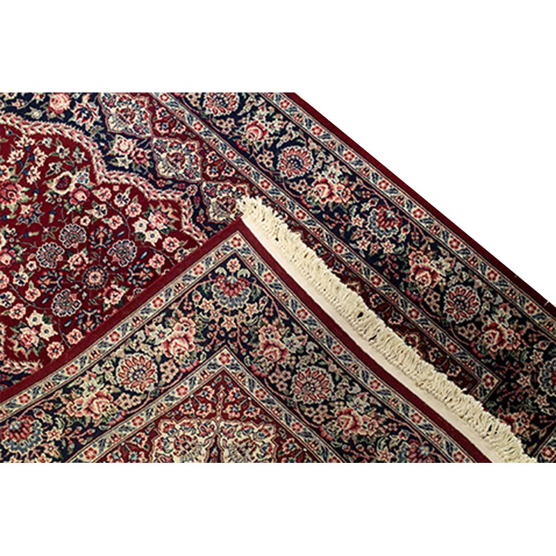 Tapis vin et bleu marine de haute qualité noué à la main