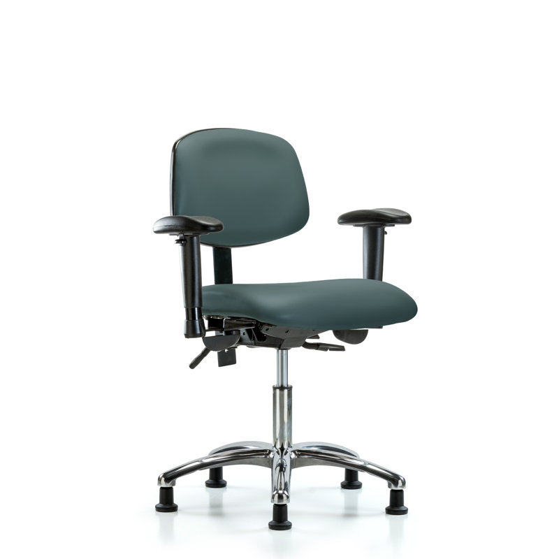 Chaise de tâches ergonomique Julian, Bleu colonial, Patins, Inclus