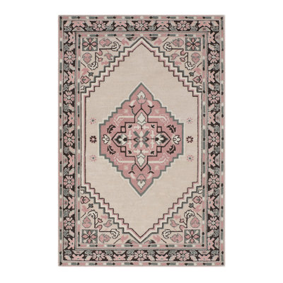 Lark Oriental Area Rug in Beige/Pink