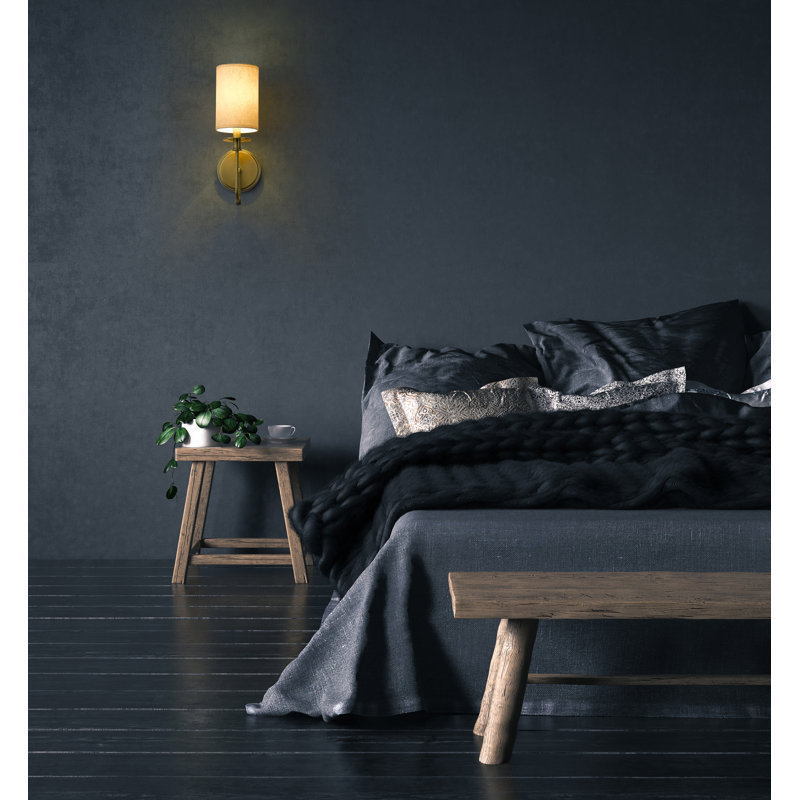 Audry 1-Light Armed Sconce, Rubbed Brass