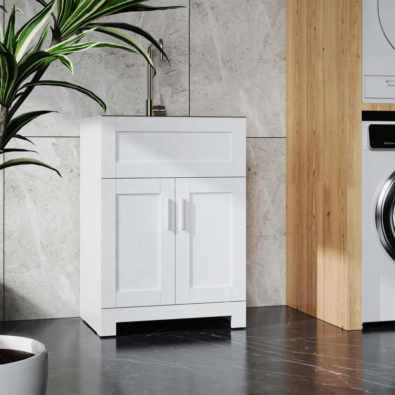 Armoire pour baignoire à lessive gratuite 24 po avec combiné en acier inoxydable