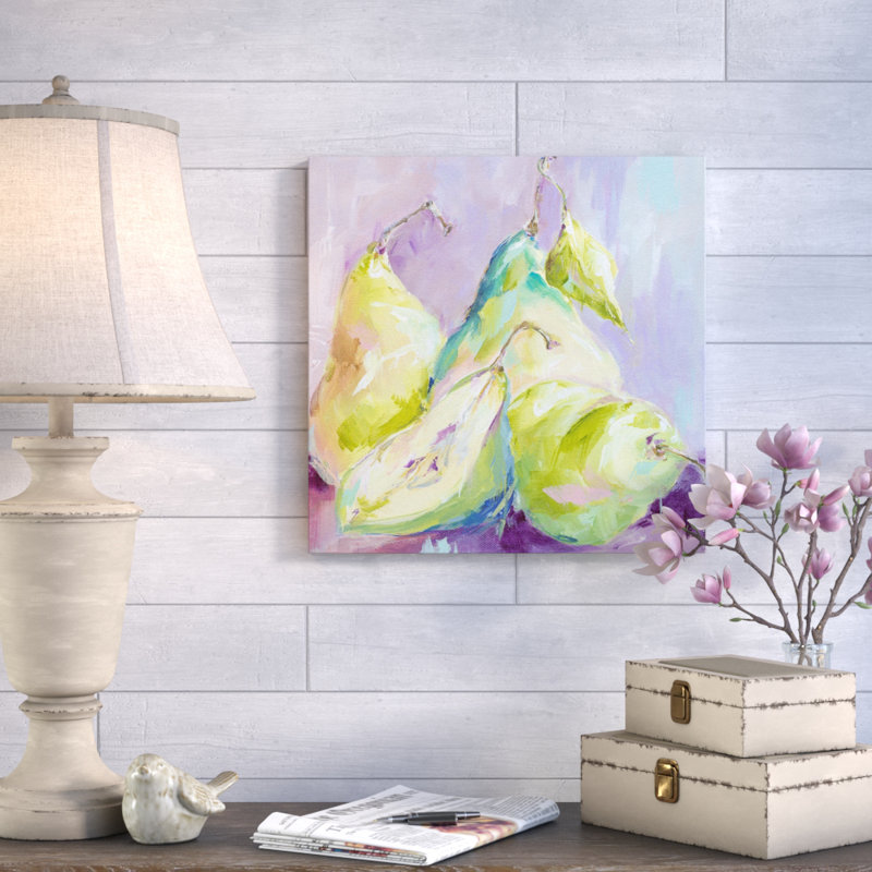 «Still Life Pears» par Susan Pepe - reproduction d'art sur toile tendue, H 12 po x l 12 po, Toile