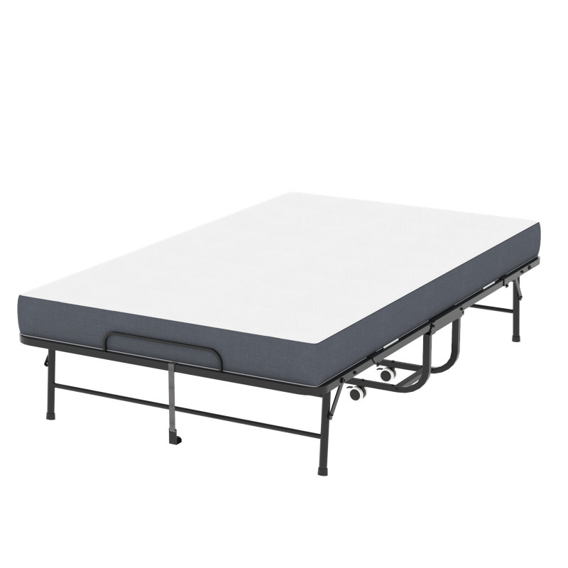 Grand lit pliant large de 75 po x 46 po pour les personnes de grande taille, lit escamotable extra long et large avec mousse à mémoire de forme de 5 po, lit d'invité robuste d'une capacité de 450 lb, lit simple portable spacieux