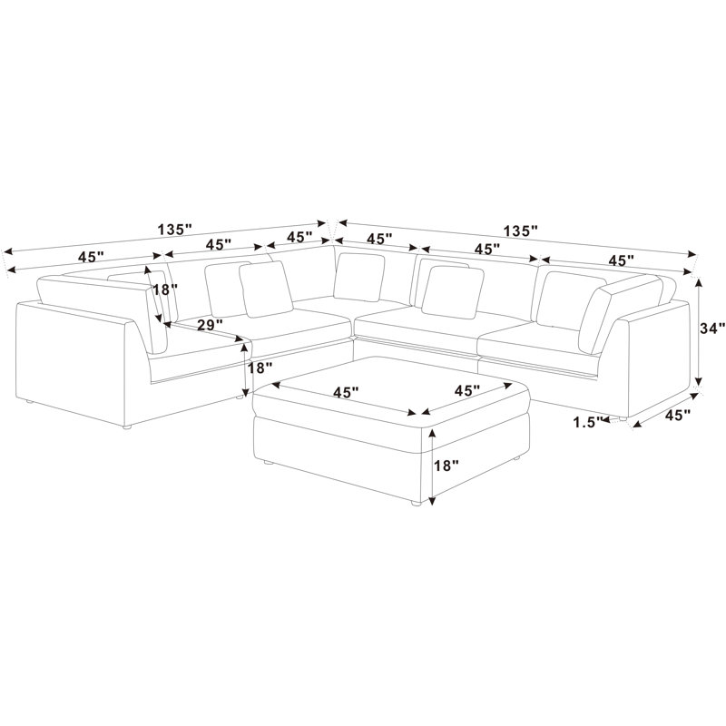 Budhan Corduroy L-Shaped Sectional, Beige Corduroy
