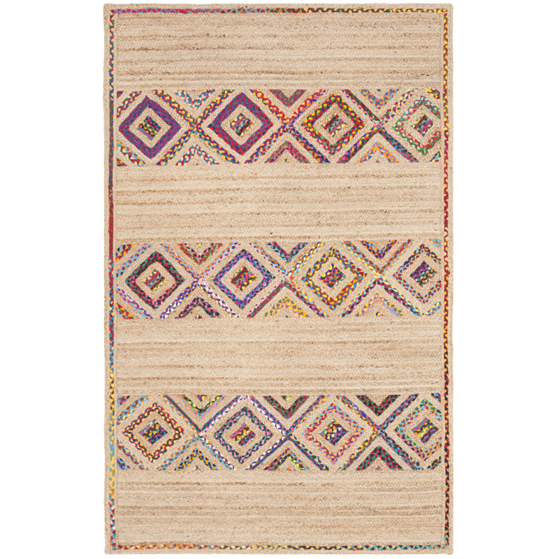 Bynum Hand Woven Jute/Cotton Geometric Rug in Natural, Rectangle 4' x 6'