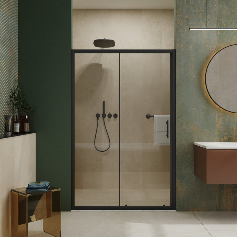 48.In W X 72.In H Single Sliding Shower Door, 1/5 Inch Thick Clear Tempered Glass Shower Door With Stainless Steel Handle
