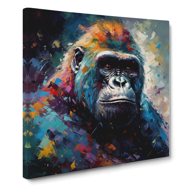 Gorilla Neo-Impressionism No.3 - Wrapped Canvas, 50cm H x 50cm W x 3cm D