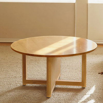 Modern Burlywood Round Solid Wood Dining Table