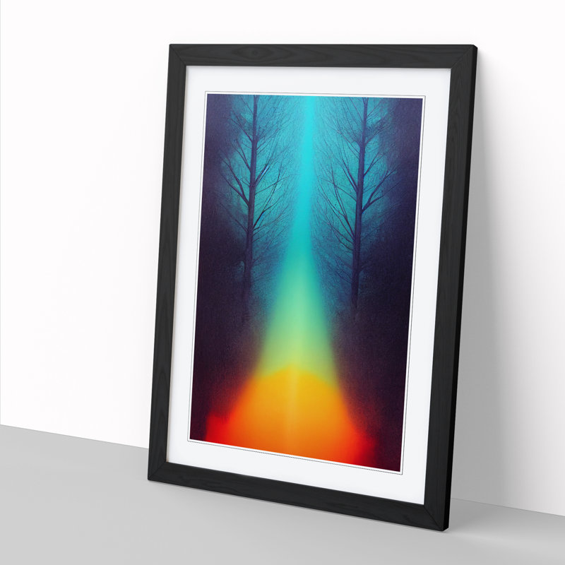 Tree Mixed Media - Single Picture Frame Print, Black, 64cm H x 46cm W x 2cm D