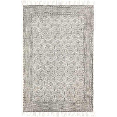 Janette Black Khaki Hand-Woven Cotton Rug
