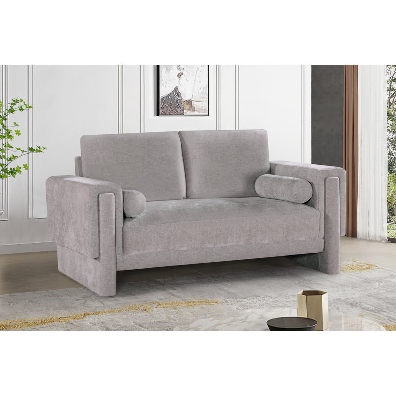 Ivanio 65'' Upholstered Loveseat, Grey Chenille Fabric