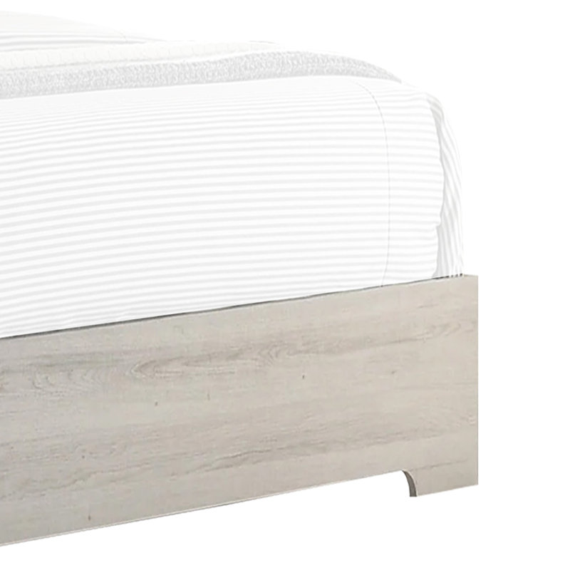 Lit plateforme avec tête de lit Cuzzy, bois blanc à profil bas, Simple