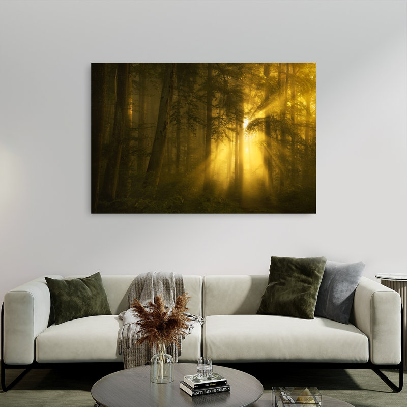 «Golden Forest», art dramatique, paysage étonnant, forêt, H 40 po x l 60 po
