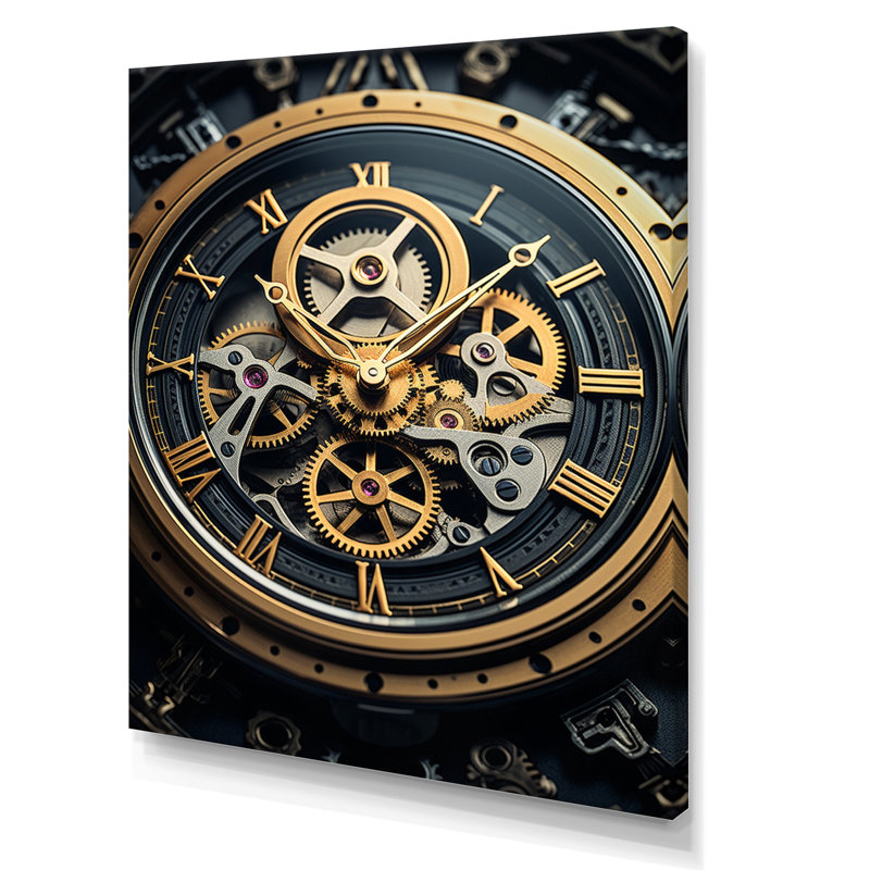 Horloge, heure dévoilée I - impression sur toile tendance, H 44 po x l 34 po x P 1,5 po, Toile tendue