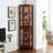 22.24"D Corner Curio Cabinet With 4 Adjustable Tempered Glass Shelves And Solid Wood Legs 16.77"D Lighting,-127222941