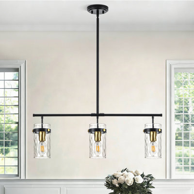 Levona 3 - Light 31"Wide Pendant Light for Kitchen Island (Black/Gold)