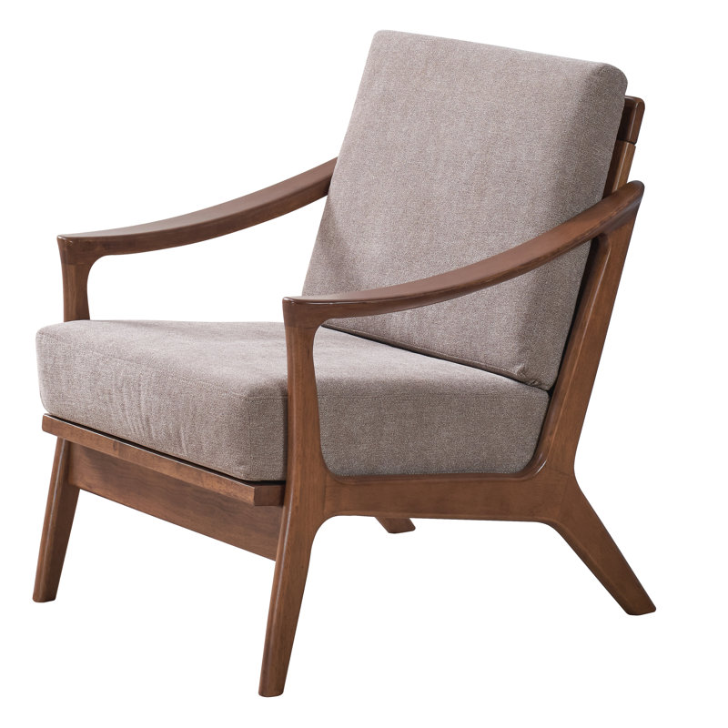 Chaise d'appoint, tissu brun clair et finition brune