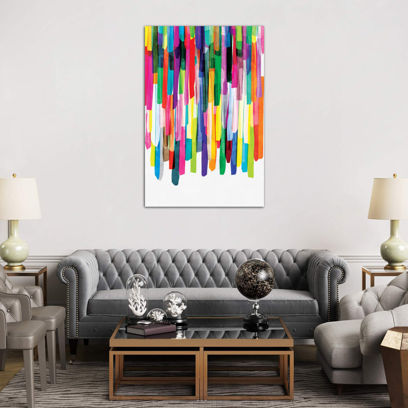 Colourful Stripes IV by Mareike Böhmer - Painting on Canvas, Black Floater Framed, 66.04 cm H x 45.72 cm W