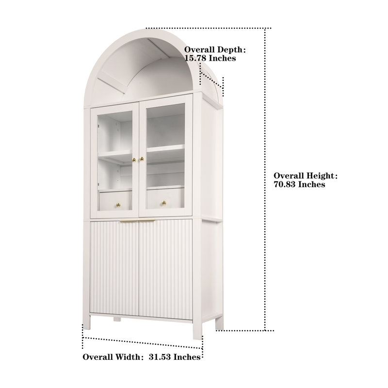 Buffet cannelé avec garde-manger Kitchen Dning Room, Blanc