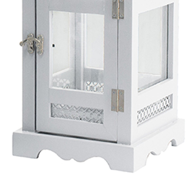 Ensemble de 2 lanternes décoratives, découpes classiques et panneaux de verre, blanc