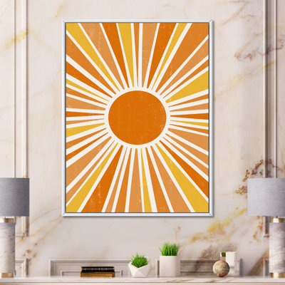 Abstract Minimalist Bright Orange Sun Rays Canvas Graphic Art - Sun Rays I