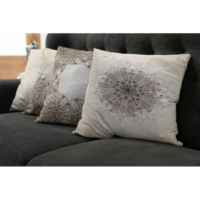 Ensemble de housse de coussin 4 pièces Mandala Design, 16" x 16"