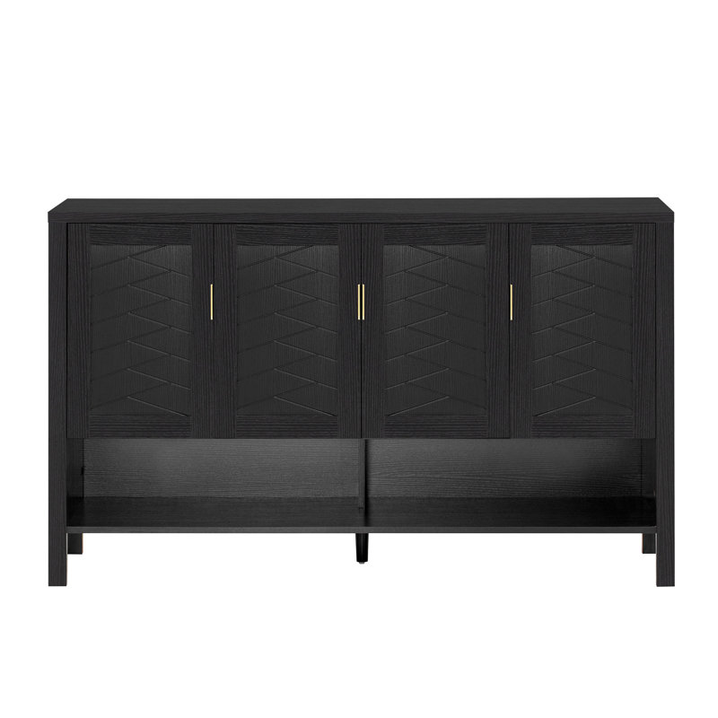 Buffet de rangement 55,1 po avec 4 portes, Noir