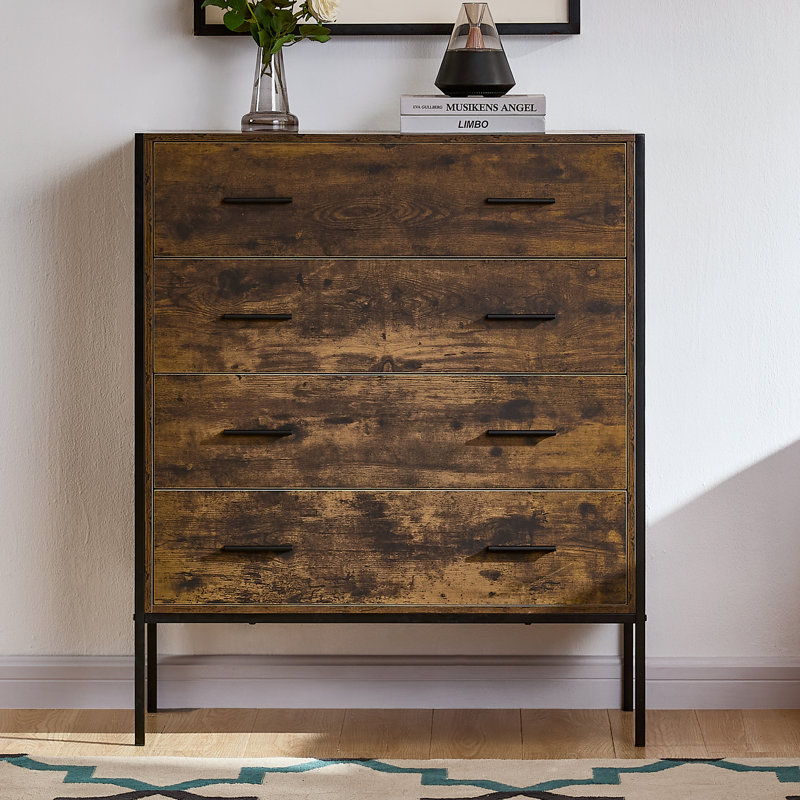 Oscar 4 Drawer 83Cm W Chest of Drawers, Dark Wood