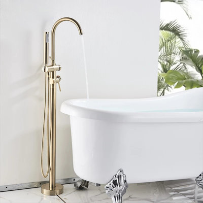 Hermogenes 2 Handle Floor Waterfall Faucet Bath Filler with Diverter