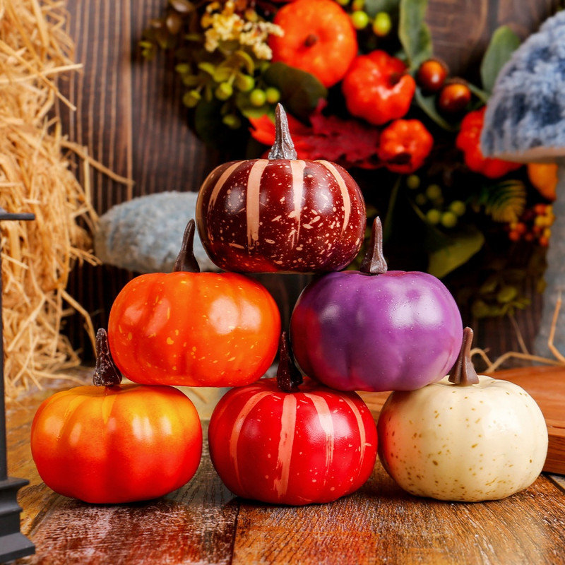 20 mini décorations de citrouille en mousse artificielle, y compris des légumes, convenant pour les tables d'Halloween, de l'Action de grâce et des récoltes d'automne