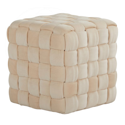Square Velvet Braided Ottoman with Foam Padding and No Assembly