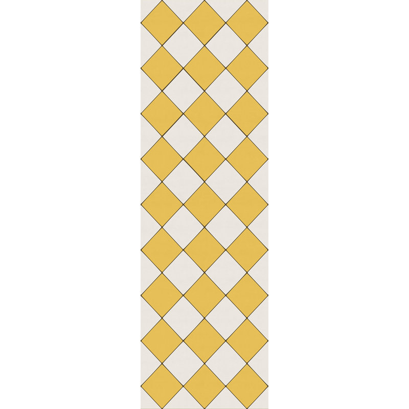 Hooppole Vinyl Checkered Indoor Rug, Runner 2'6" x 8'