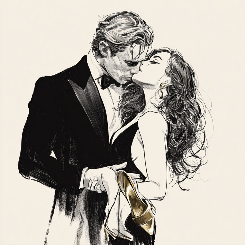 «Golden Kiss», art mural sur toile tendue