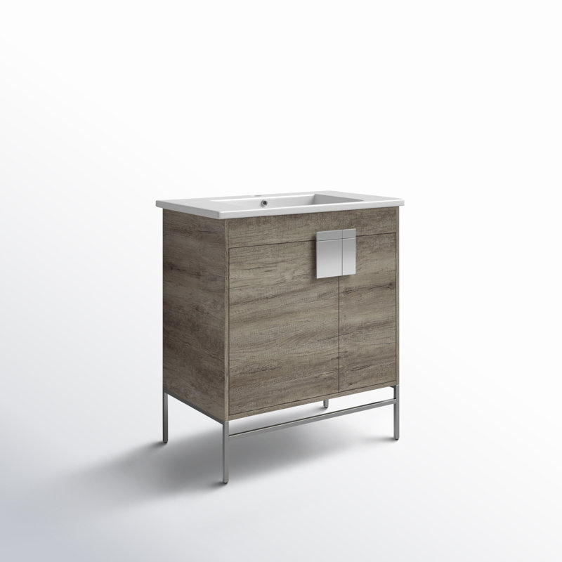 Ensemble de meuble-lavabo simple 30 po Maisie, Chrome poli, Gris ombré