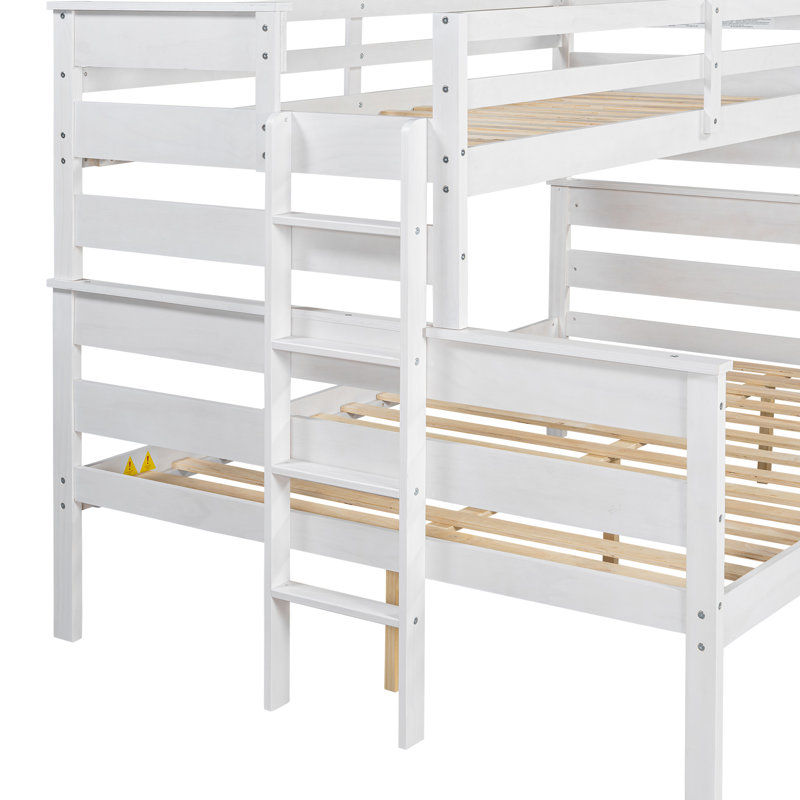 White Twin Xl Over Queen Bunk Bed With - Detachable Bedroom Robust For