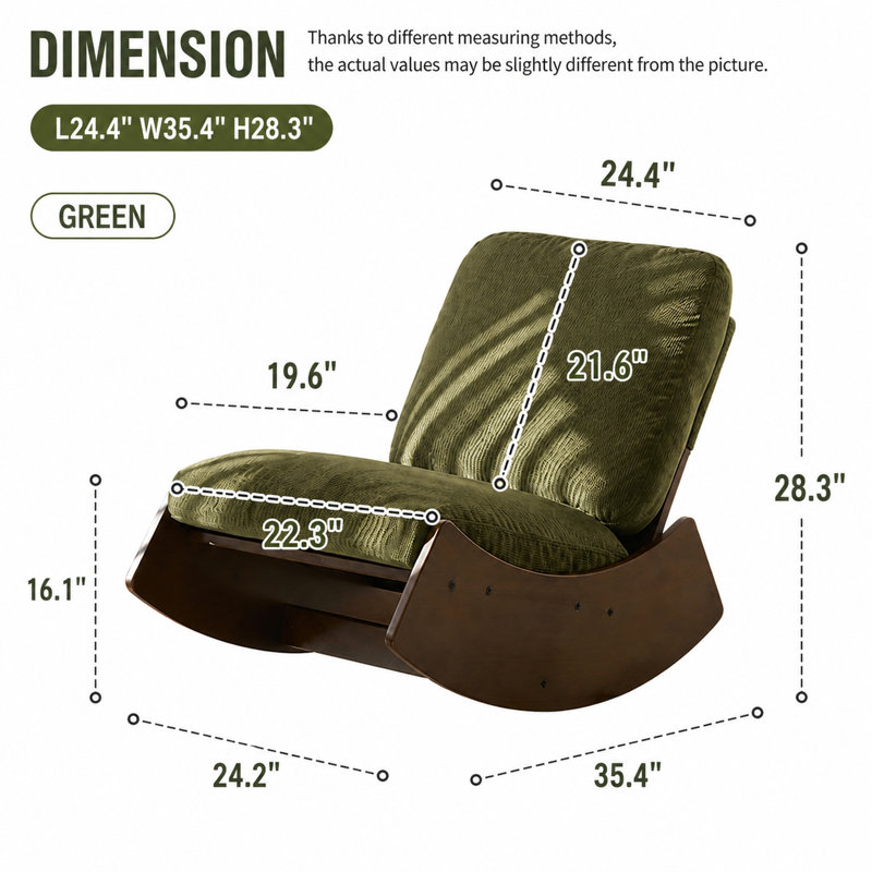 Solid Wood Rocking Chair, Green