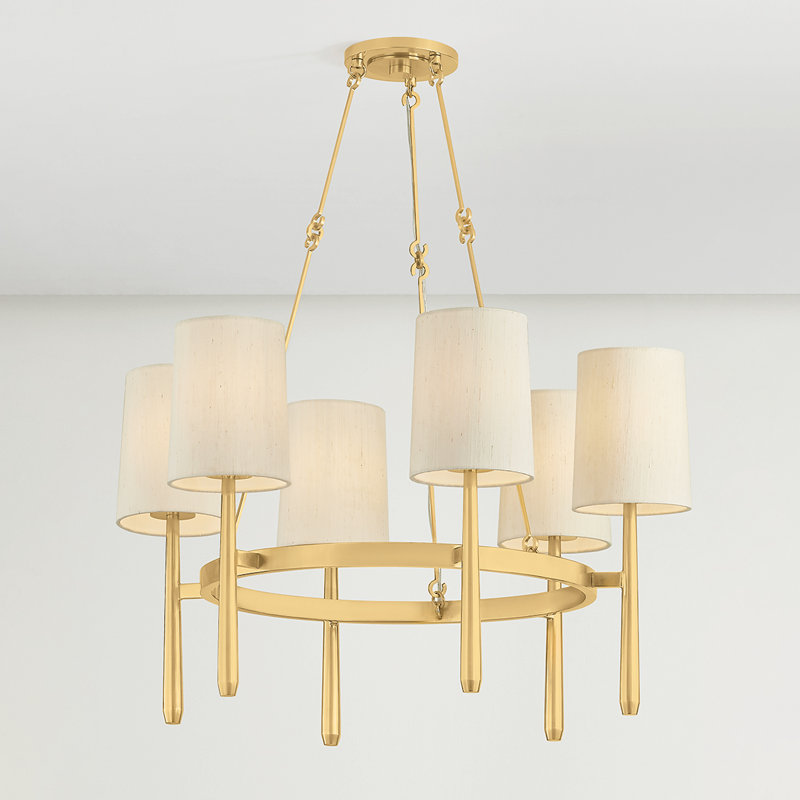 Lustre Bridgeton en laiton vieilli, 6 lumières, H 18,25 po x l 30 po x P 30 po