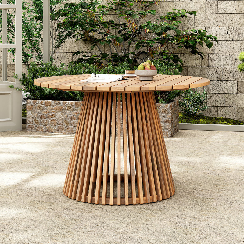 Table de salle à manger d'extérieur en bois d'acacia pour le patio (table incluse seulement), Teck clair