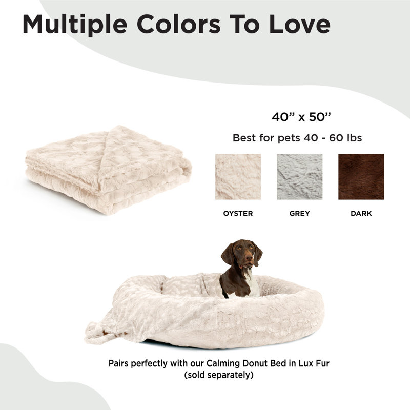 Large Cream Faux Fur Pet Blanket, 40x50