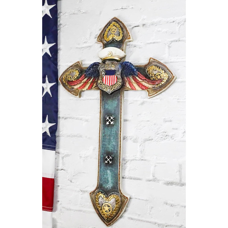 Croix murale ancre turquoise et rustique